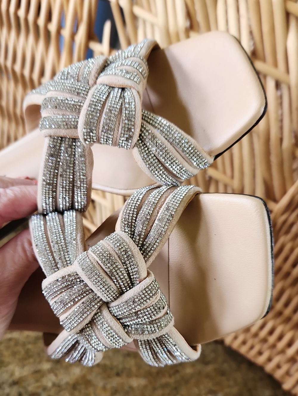 Lola Cruz Knot Embellished Crystal Rhinestones Slides Sandal Size EU 36 US 6 - Picture 7 of 14